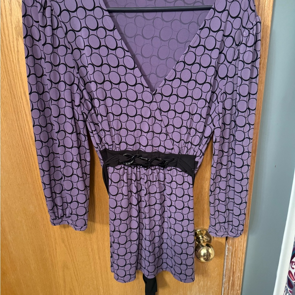 Apt. 9 Purple and Black Circle Pattern Blouse